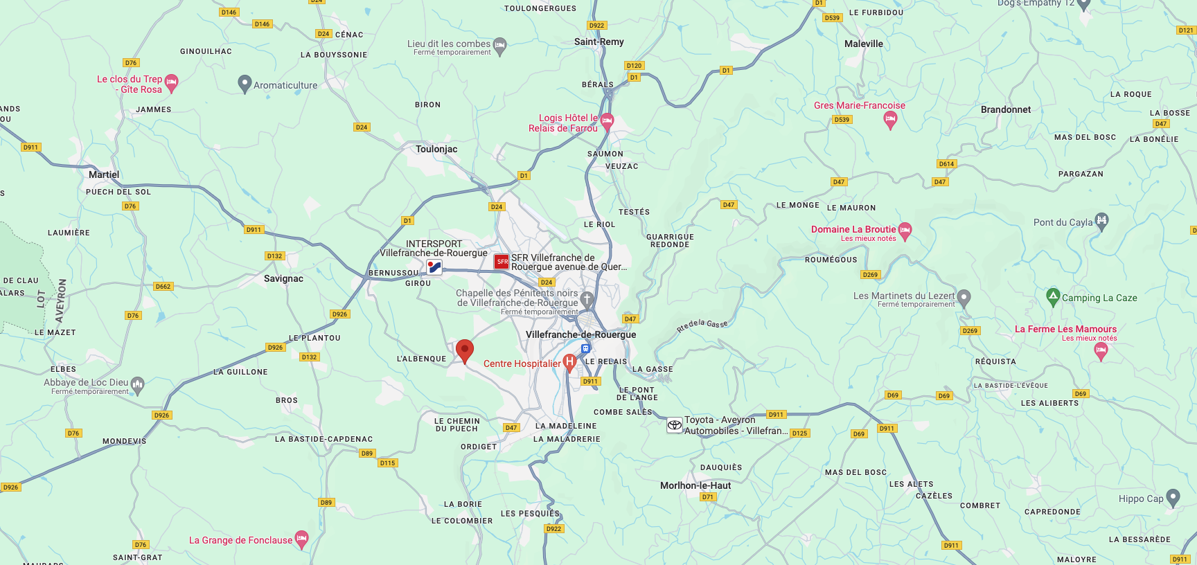Carte du secteur concessionnaire Midi Pyrénées