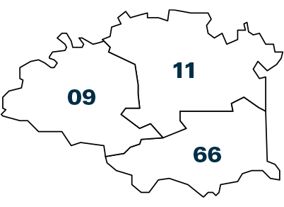 Carte Pyrénées-Orientales : Ariège (09) Aude (11) Pyrénées-Orientales (66)